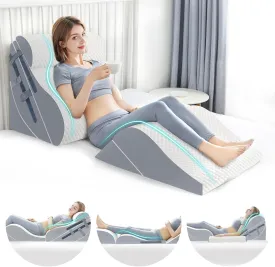 6PCS Orthopedic Bed Wedge Pillow Set with Whole Memory Foam Waist Pillow, Bed Wedge Pillows for Sleeping/Back Pain Relief, Adjustable Leg Elevation Pillows for After Surgery, Swelling, Circulation