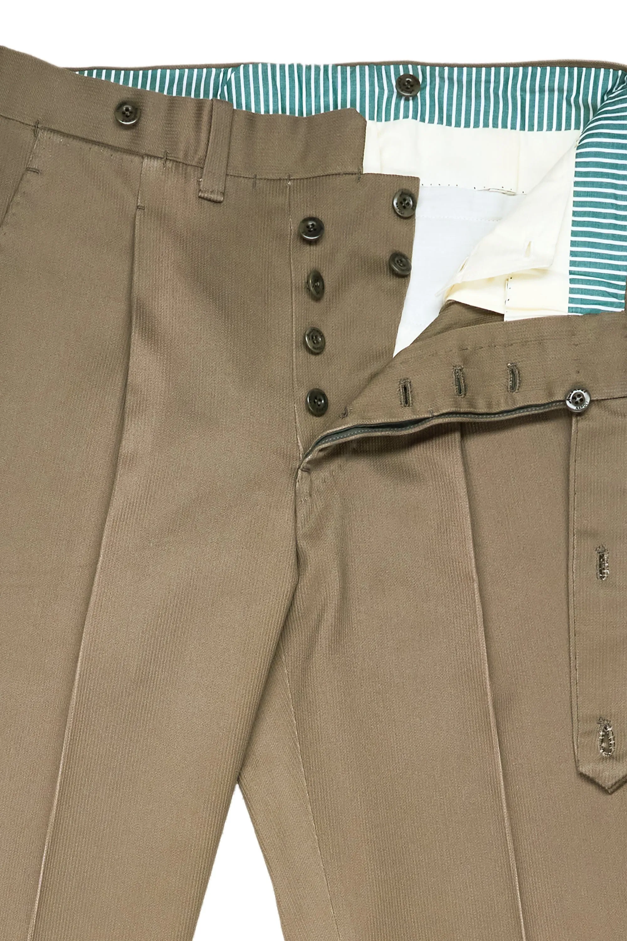 Ambrosi Green Cotton Single Pleat Trousers