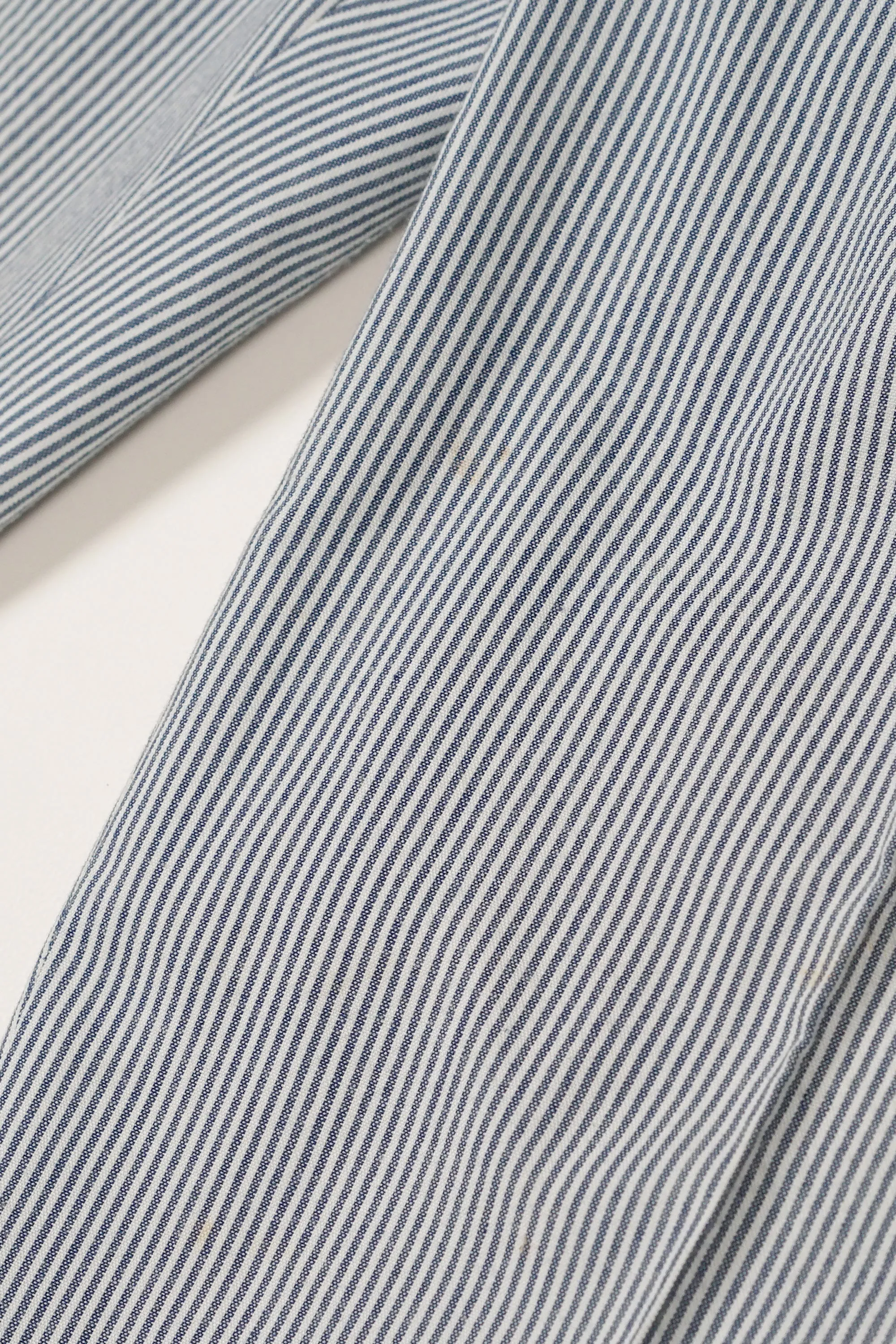 Ambrosi Napoli White/Blue Stripe Seersucker Cotton Double Pleat Trousers Bespoke