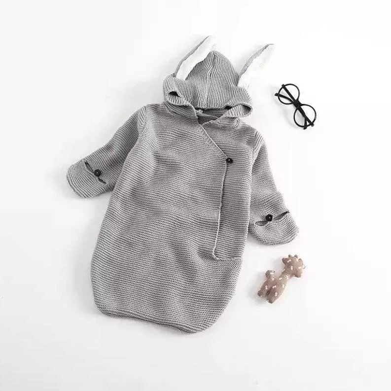 Annie & Charles - Annie & Charles® knitted sleeping bag: White/grey