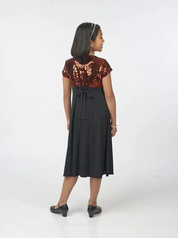 ANNIKA (Style #505BM) Scoop Neck Short Sleeve Broken Mirror Show Choir Dress