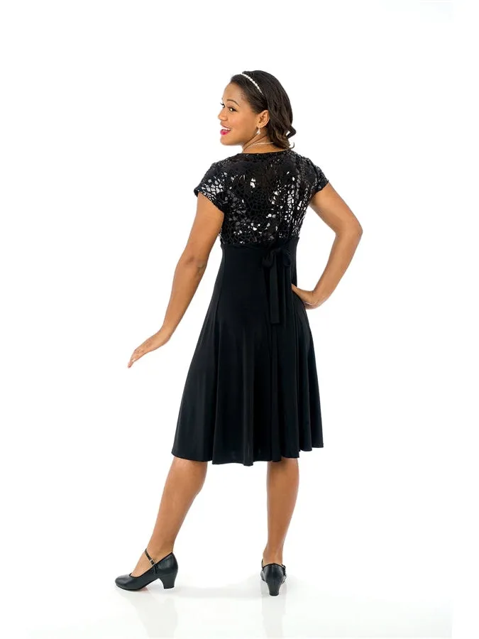 ANNIKA (Style #505BM) Scoop Neck Short Sleeve Broken Mirror Show Choir Dress