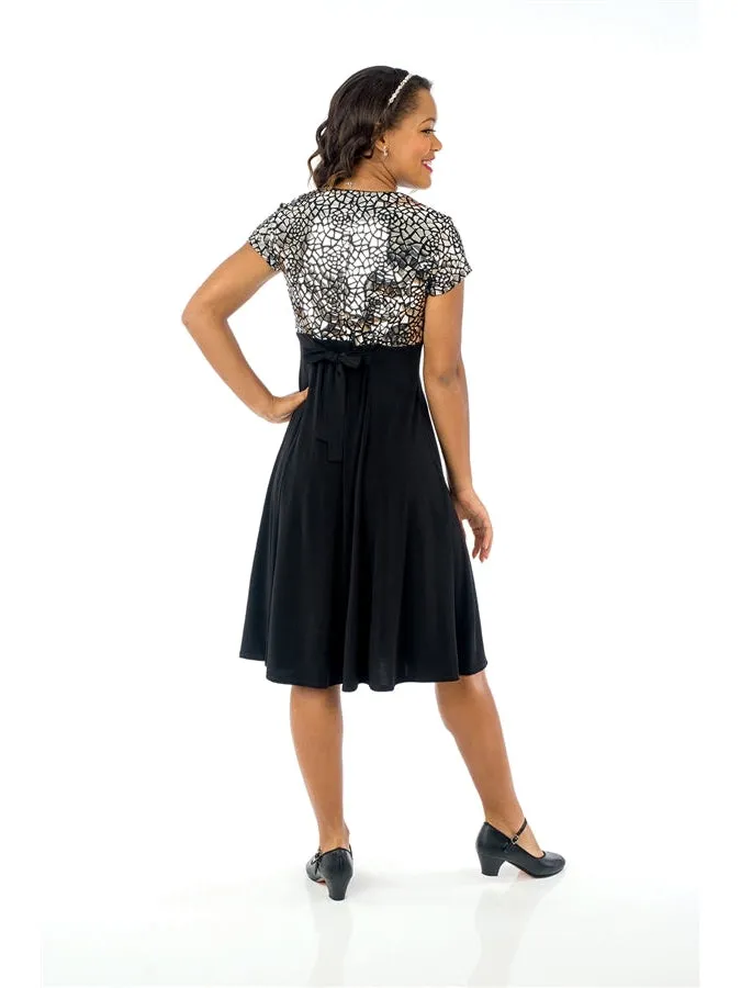 ANNIKA (Style #505BM) Scoop Neck Short Sleeve Broken Mirror Show Choir Dress