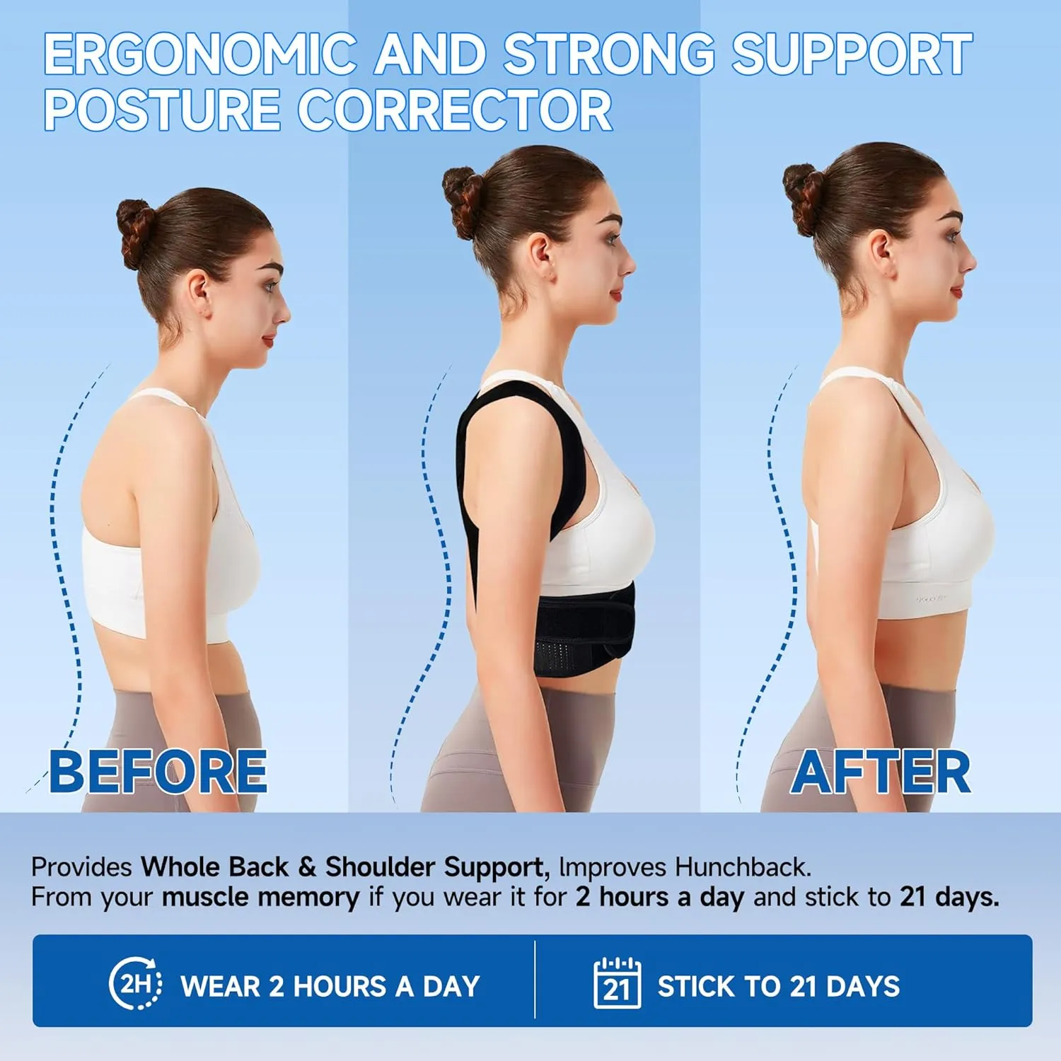 Back Brace Posture Corrector for Men and Women, Adjustable Shoulder Straightener Full Back Support, Upper and Lower Back Brace for Pain Relief, Scoliosis, Hunchback, Hump (Large)