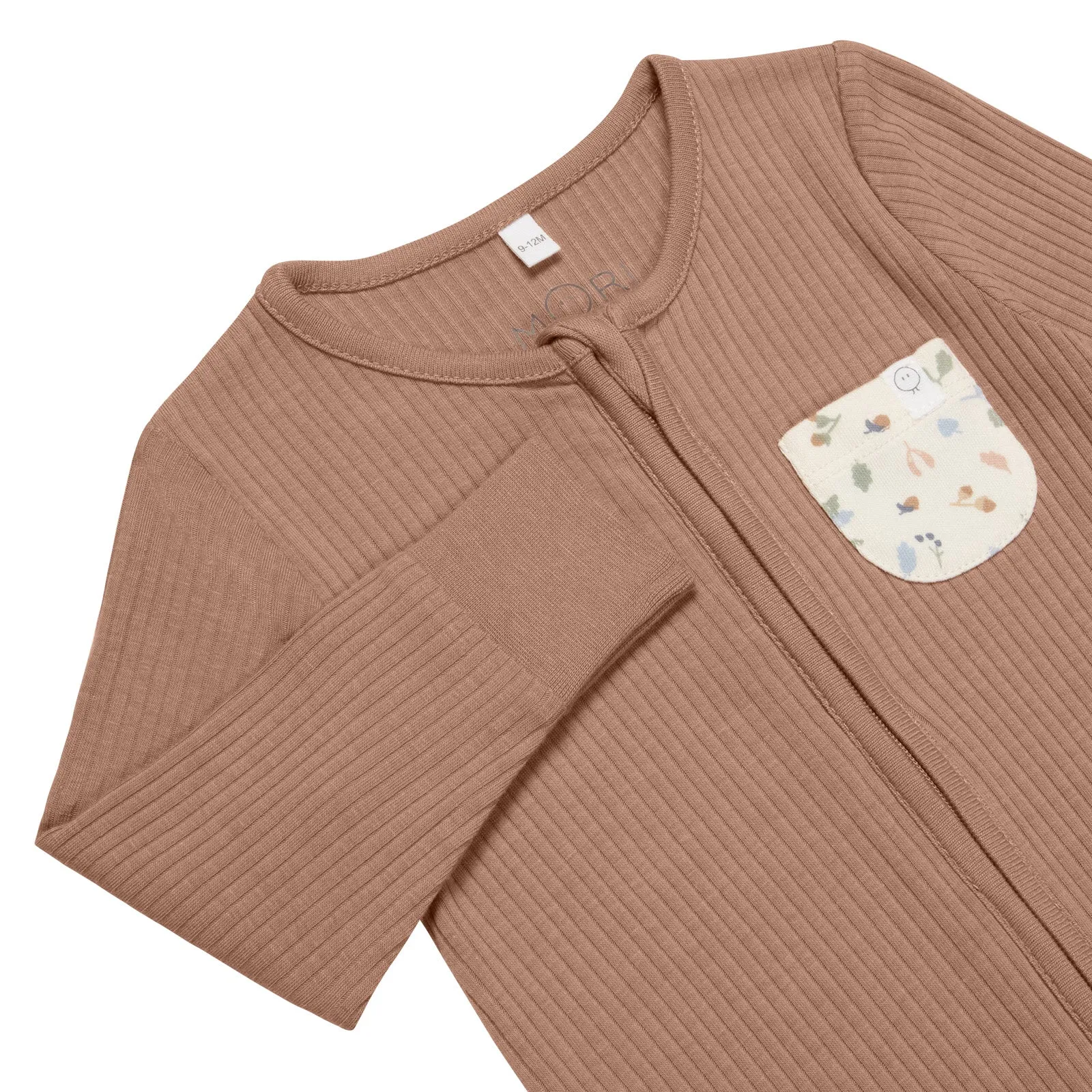 Bear Pocket Ribbed Clever Zip Sleepsuit