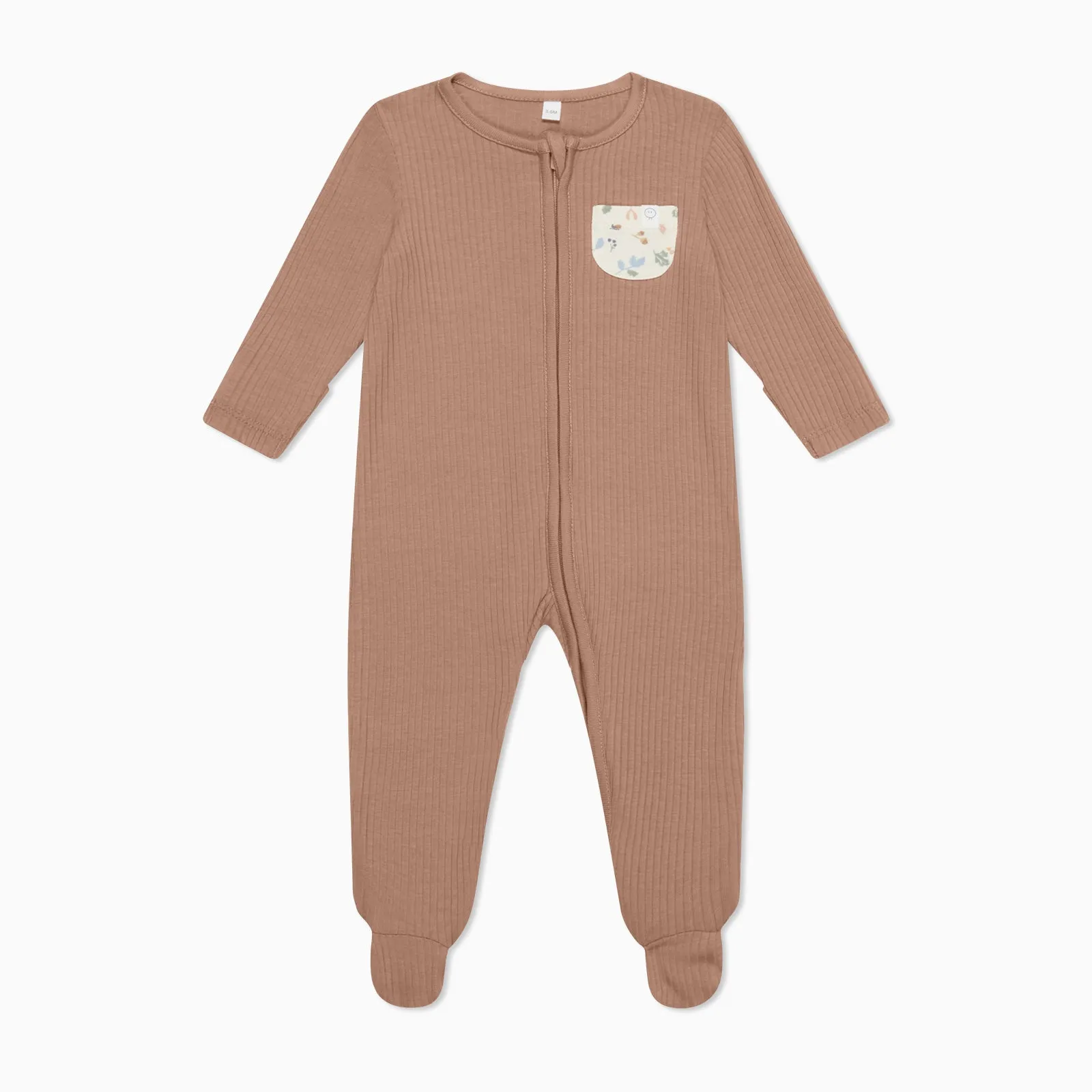 Bear Pocket Ribbed Clever Zip Sleepsuit
