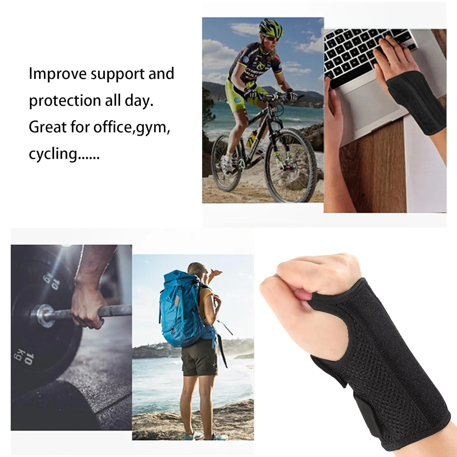 Boenoea Wrist Brace for Carpal Tunnel, Wrist Brace Night Support, Adjustable Wrist Splint Right Left Hand, Wrist Support for Women and Men, for Relief Pain of Arthritis, Tendonitis, Sprains (S/M)