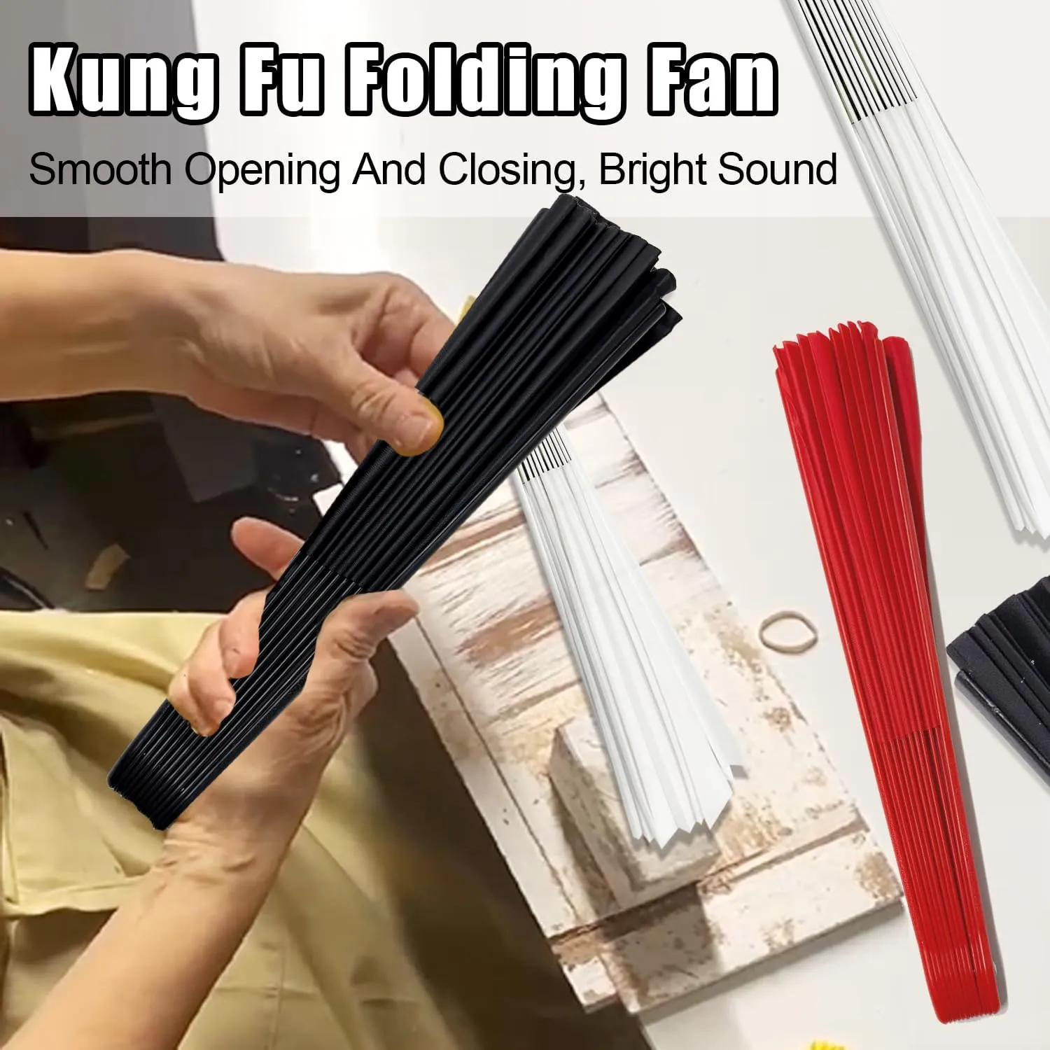 Boots on The Ground Fan,13inch Large Rave Fan PoppingFan Clacking Fans for Line Dancing,Line Dance Popping Fans,HandFans for Women Foldable,Portable for Outdoor,Wedding,Party,Decoration(White)