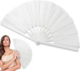 Boots on The Ground Fan,13inch Large Rave Fan PoppingFan Clacking Fans for Line Dancing,Line Dance Popping Fans,HandFans for Women Foldable,Portable for Outdoor,Wedding,Party,Decoration(White)