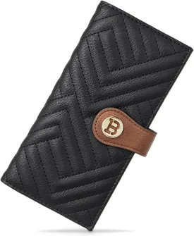 BOSTANTEN Slim Wallet Women Leather RFID Blocking Credit Card Holder Bifold Thin Wallet with Zipper Pocket BlackBrown
