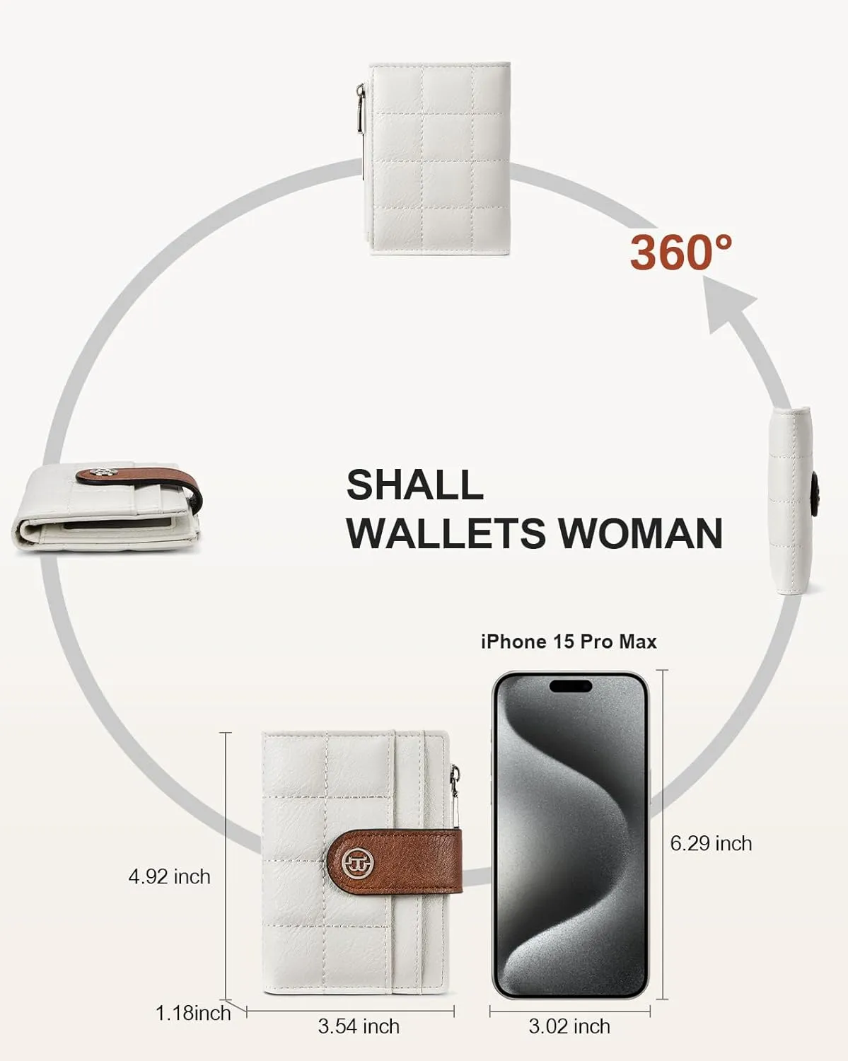 BOSTANTEN Small Wallet for Women Leather RFID Blocking Card Holder Bifold Compact Wallets With Zipper Coin Pocket BrownWhite
