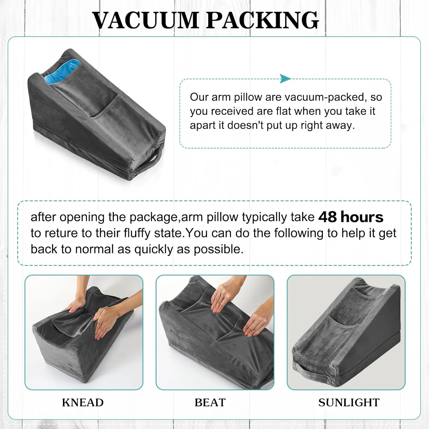 Buryeah Arm Elevation Pillow with 2 Pockets, Soft Ergonomic Support Pillow for Elbow Rest Wedge Broken Arm Gifts with High Density Foam for Recovery Sleeping(Dark Gray)