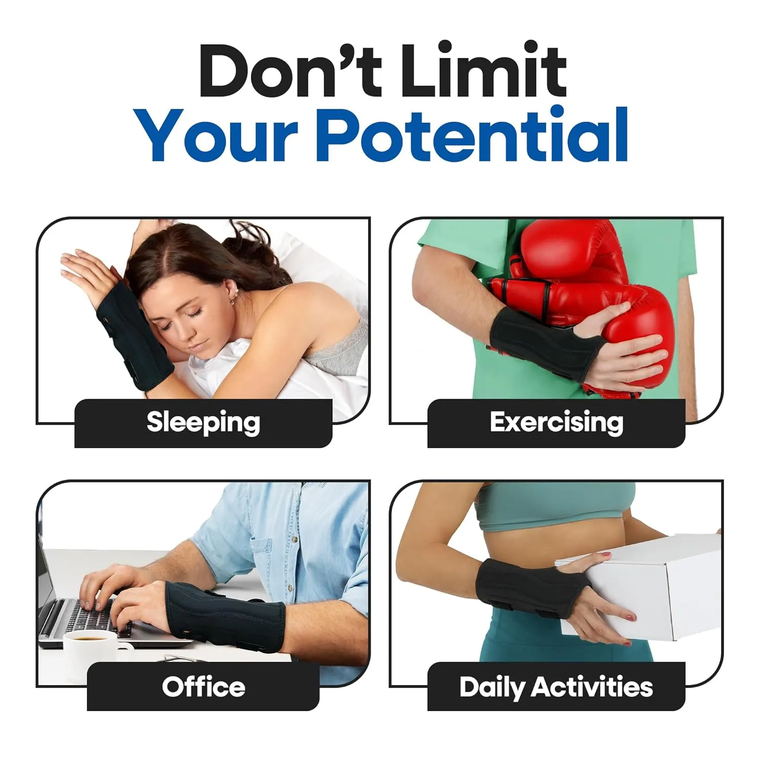 Carpal Tunnel Wrist Brace | Night Wrist Support Guard | Wrist Splint & Hand Brace | Carpal Tunnel Syndrome & Wrist Tendonitis Pain Relief with Forearm Compression | For Men & Women (Left Wrist Brace)