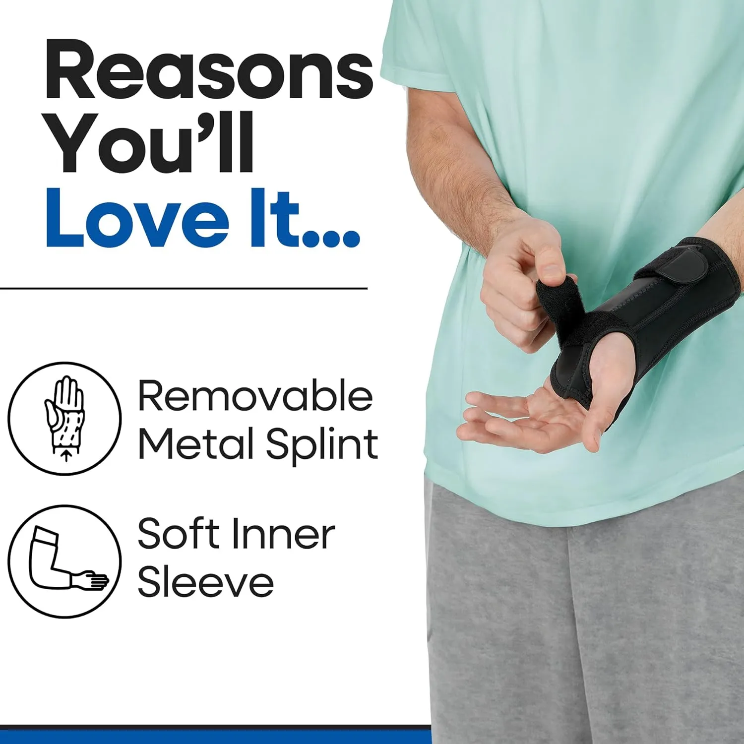 Carpal Tunnel Wrist Brace | Night Wrist Support Guard | Wrist Splint & Hand Brace | Carpal Tunnel Syndrome & Wrist Tendonitis Pain Relief with Forearm Compression | For Men & Women (Left Wrist Brace)