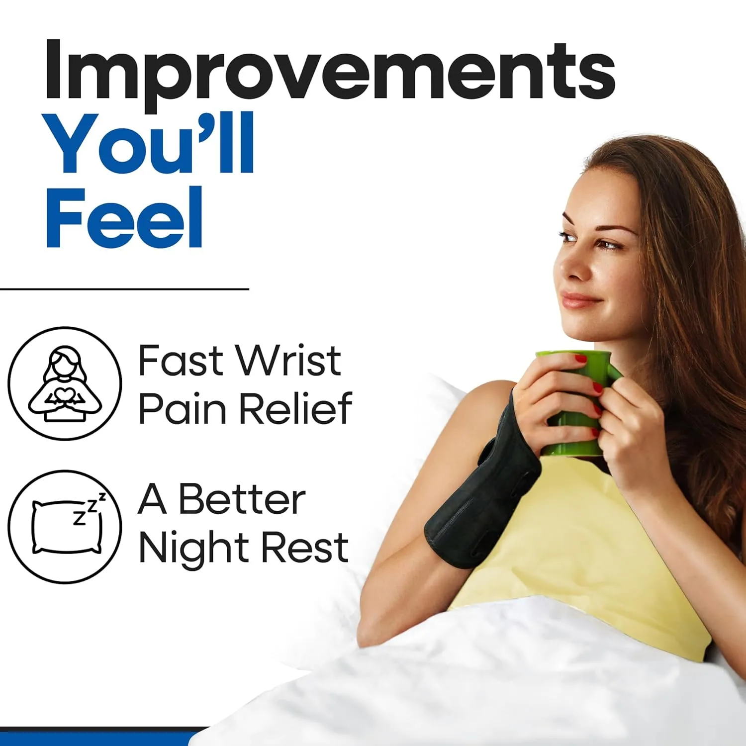 Carpal Tunnel Wrist Brace | Night Wrist Support Guard | Wrist Splint & Hand Brace | Carpal Tunnel Syndrome & Wrist Tendonitis Pain Relief with Forearm Compression | For Men & Women (Left Wrist Brace)