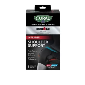 CURAD Performance Series IRONMAN Infrared Shoulder Support with Hot/Cold Therapy, Elastic, Adjustable Brace with Removable Reusable Gel Compress for Pain Management, Fits Right or Left Shoulder