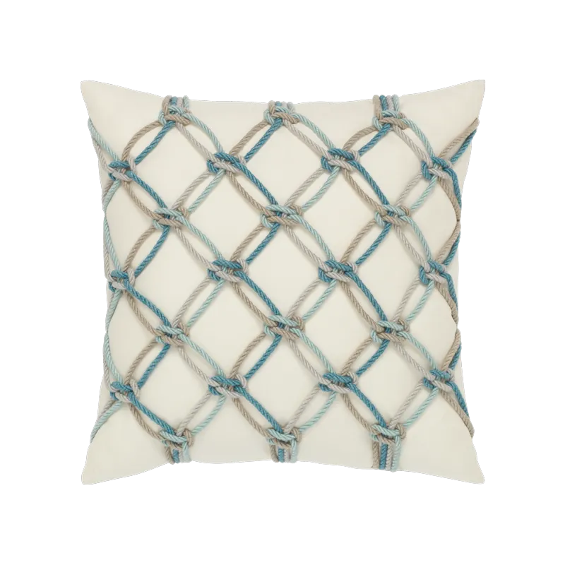 Elaine Smith Aqua Rope Pillow