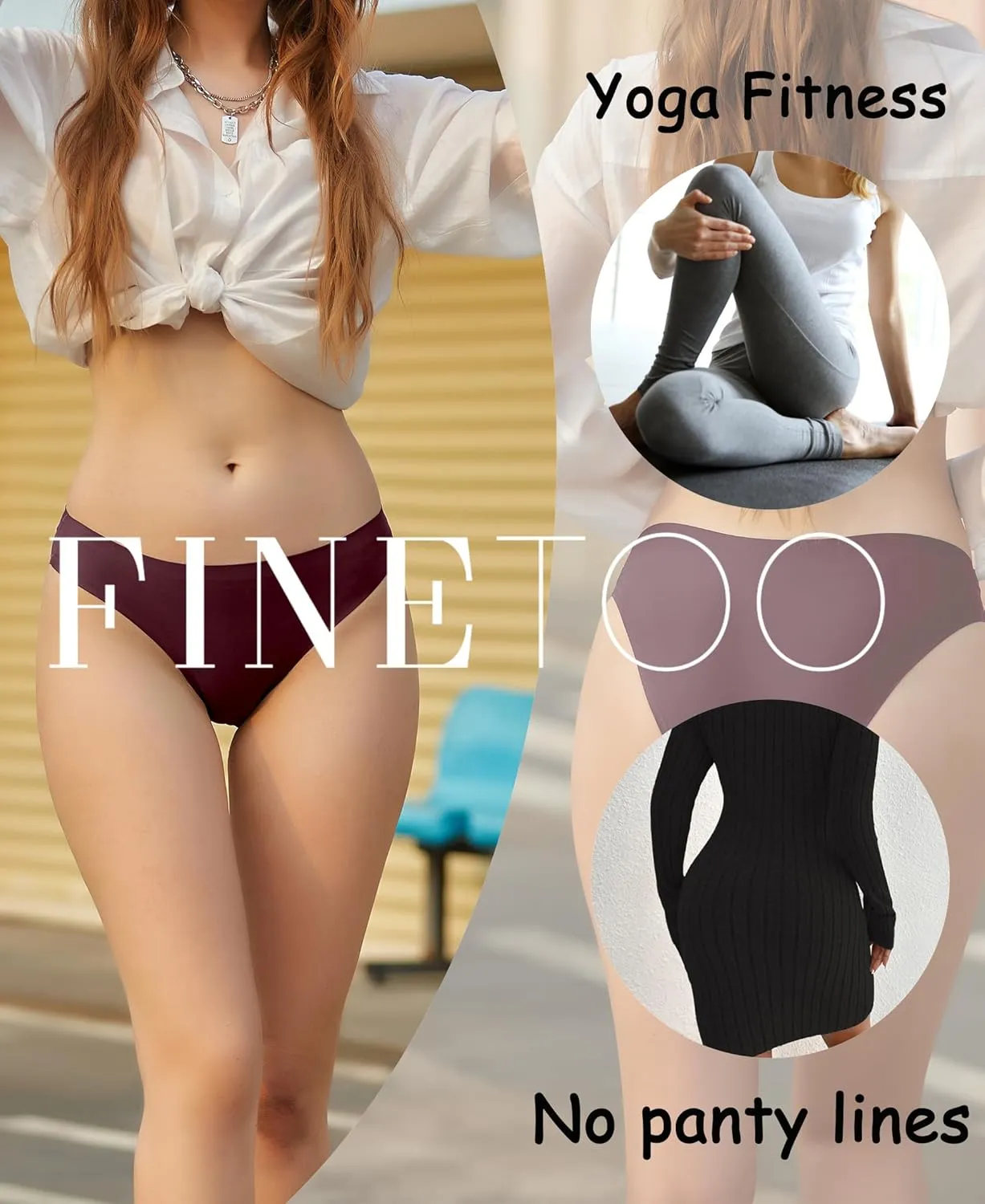 FINETOO 6 Pack Womens Seamless Hipster Underwear No Show Panties Invisibles Briefs Soft Stretch Bikini Underwears XS-XL