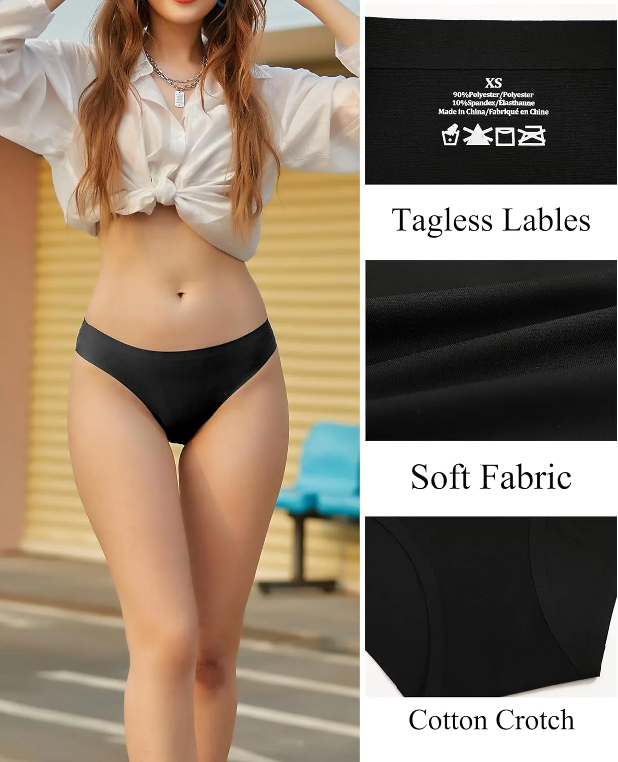 FINETOO 6 Pack Womens Seamless Hipster Underwear No Show Panties Invisibles Briefs Soft Stretch Bikini Underwears XS-XL