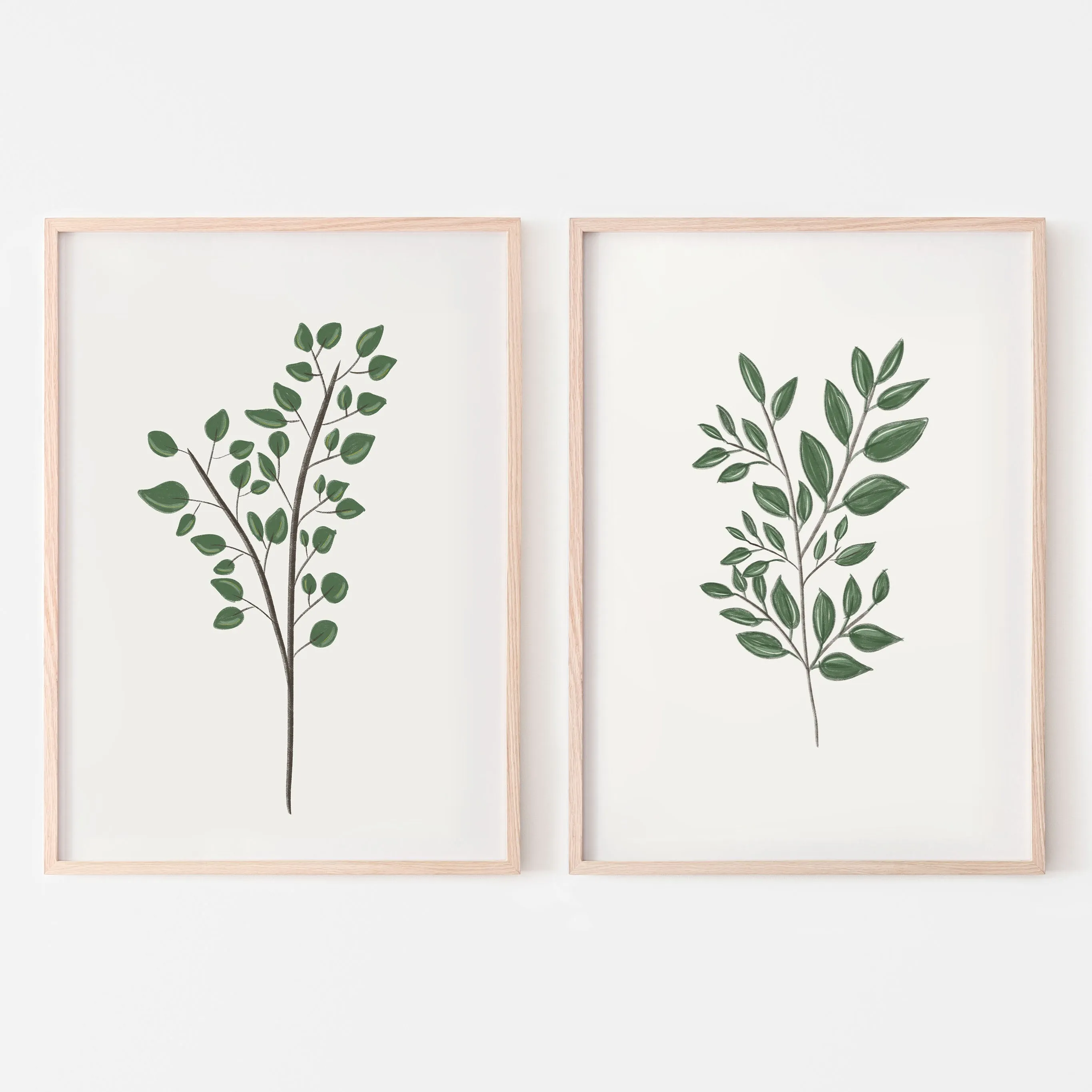 Foliage Leaves Art Print - Set of 2