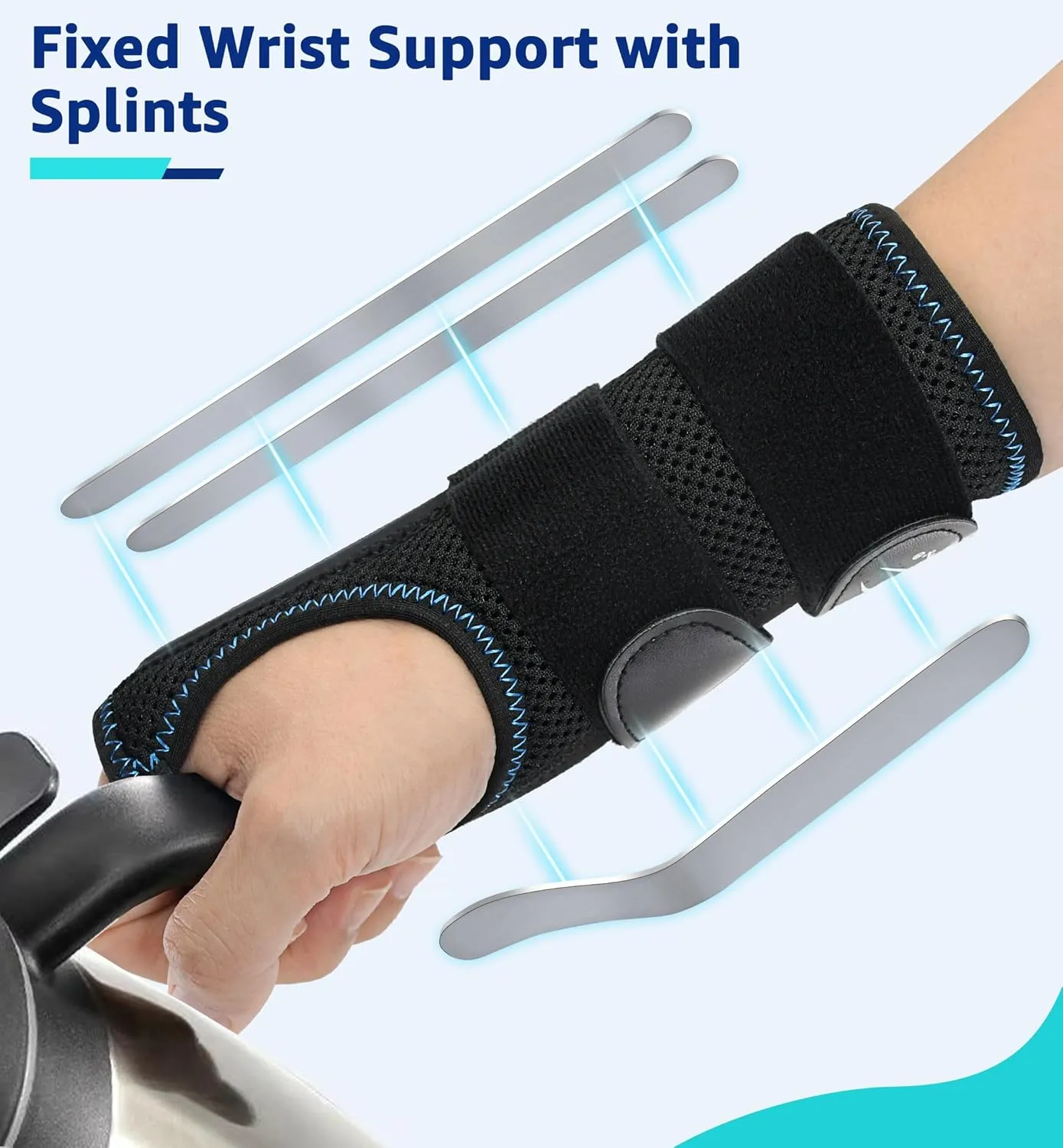 HiRui Wrist Brace for Carpal Tunnel Arthritis, Wrist Support with Splints Compression Hand Support for Tendonitis Sprain, Fits Day&Night Sleep Support, Adjustable (Large, Left Hand (Pack of 1))