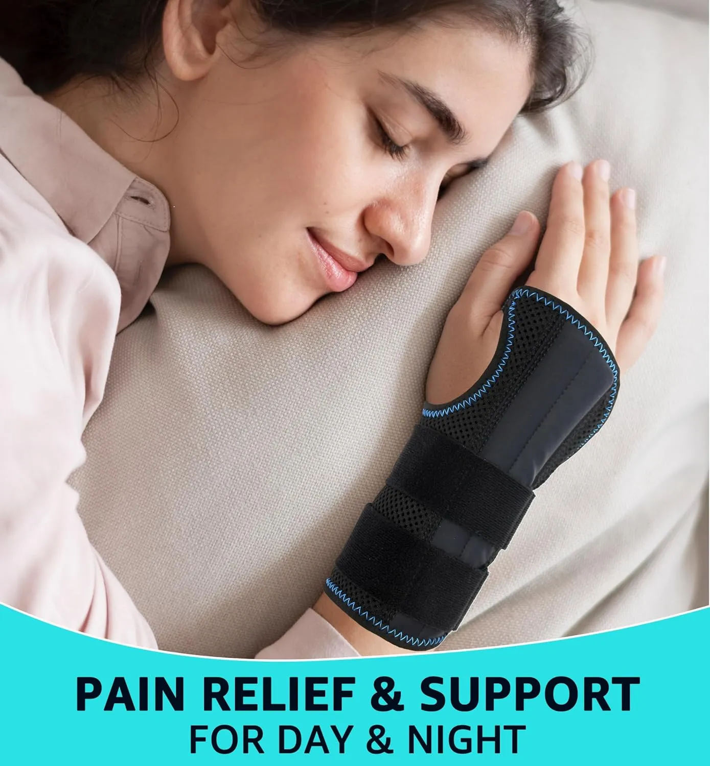 HiRui Wrist Brace for Carpal Tunnel Arthritis, Wrist Support with Splints Compression Hand Support for Tendonitis Sprain, Fits Day&Night Sleep Support, Adjustable (Small, Left Hand (Pack of 1))
