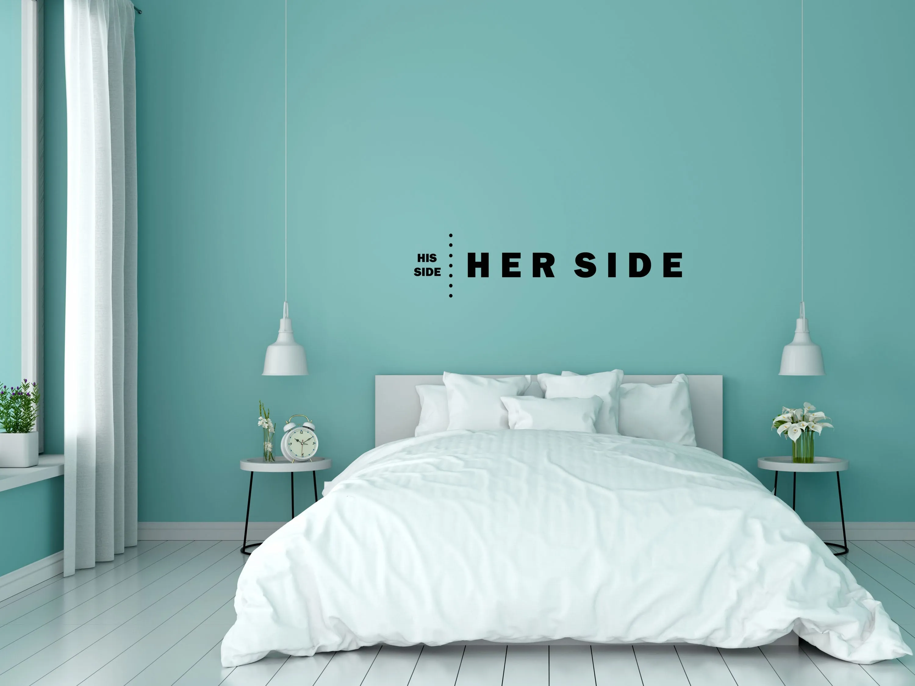 His Side Her Side Bedroom Wall Decal