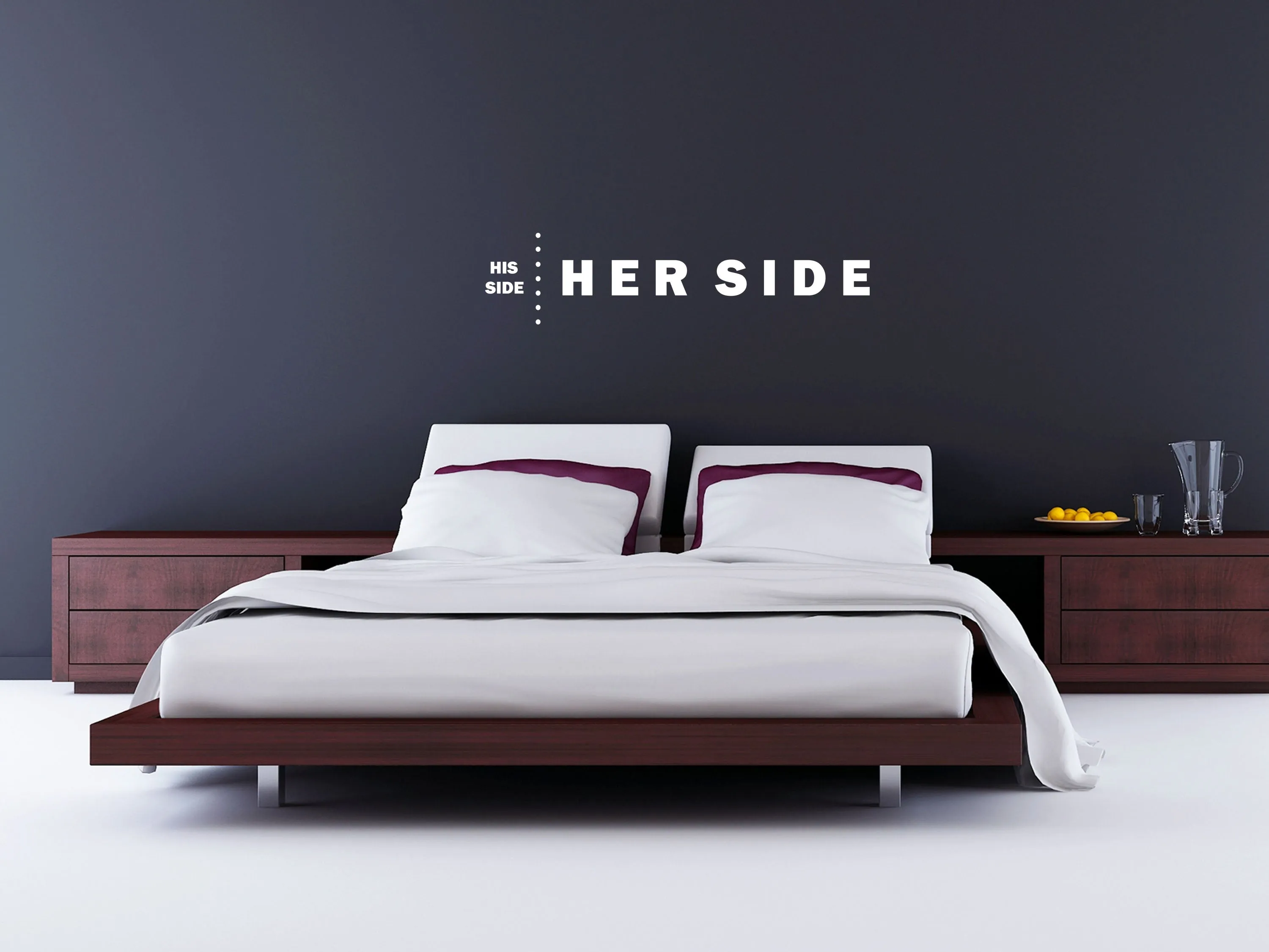 His Side Her Side Bedroom Wall Decal