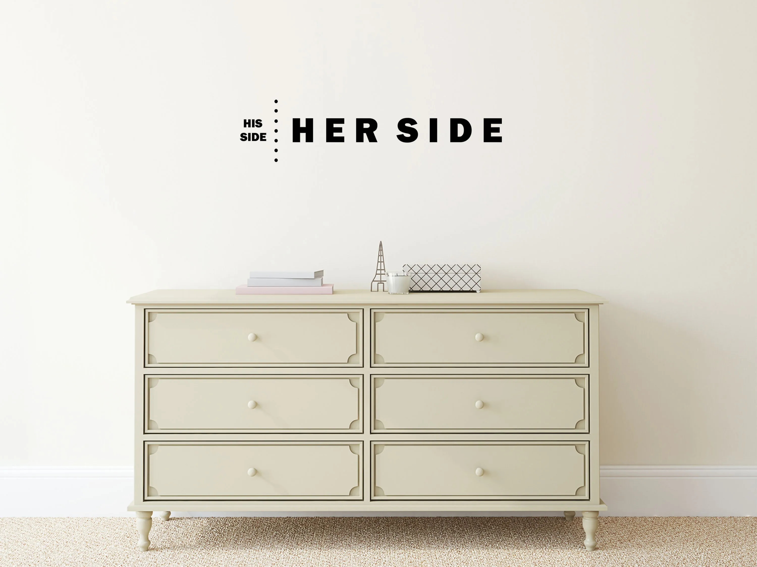 His Side Her Side Bedroom Wall Decal