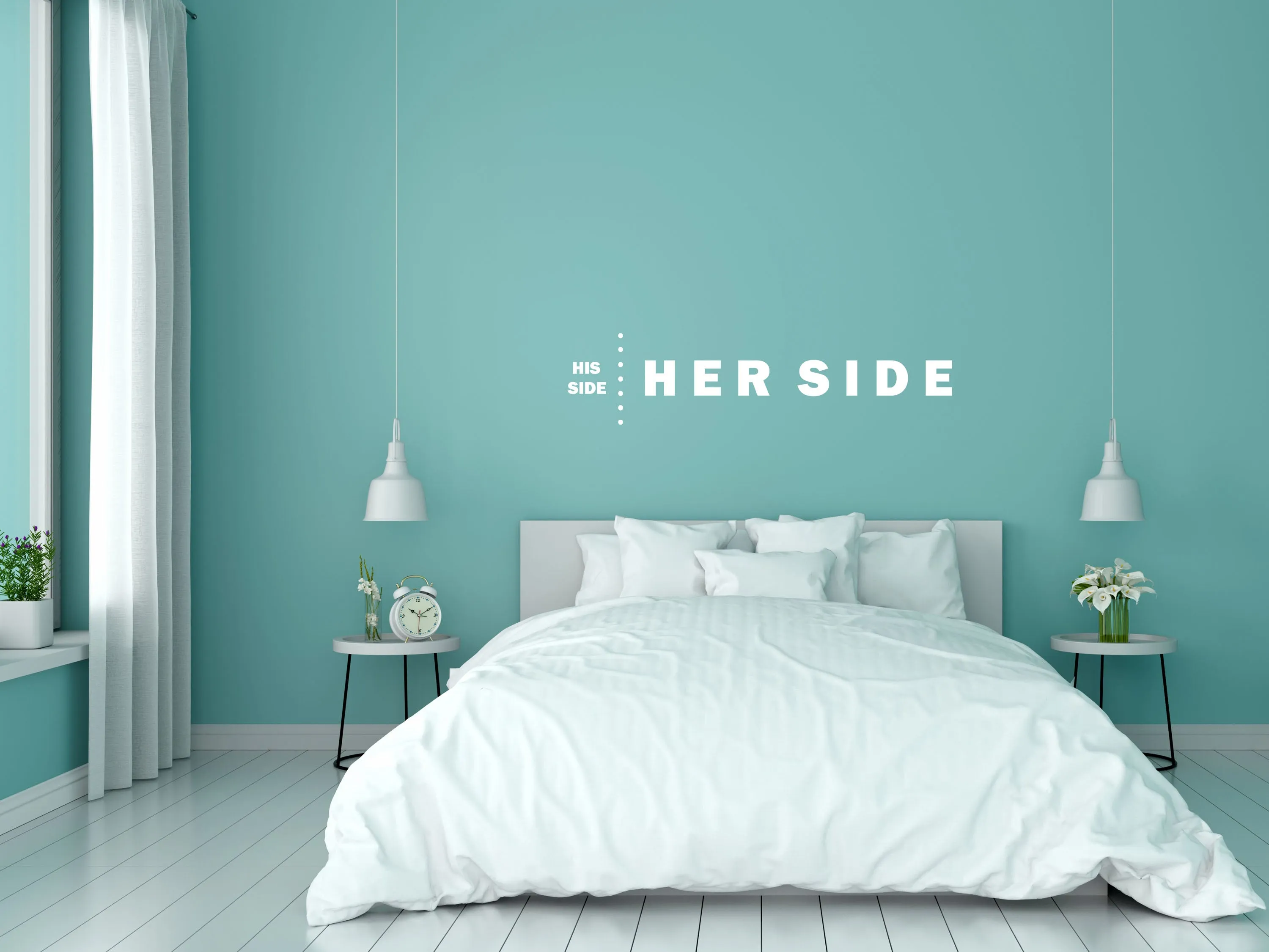 His Side Her Side Bedroom Wall Decal
