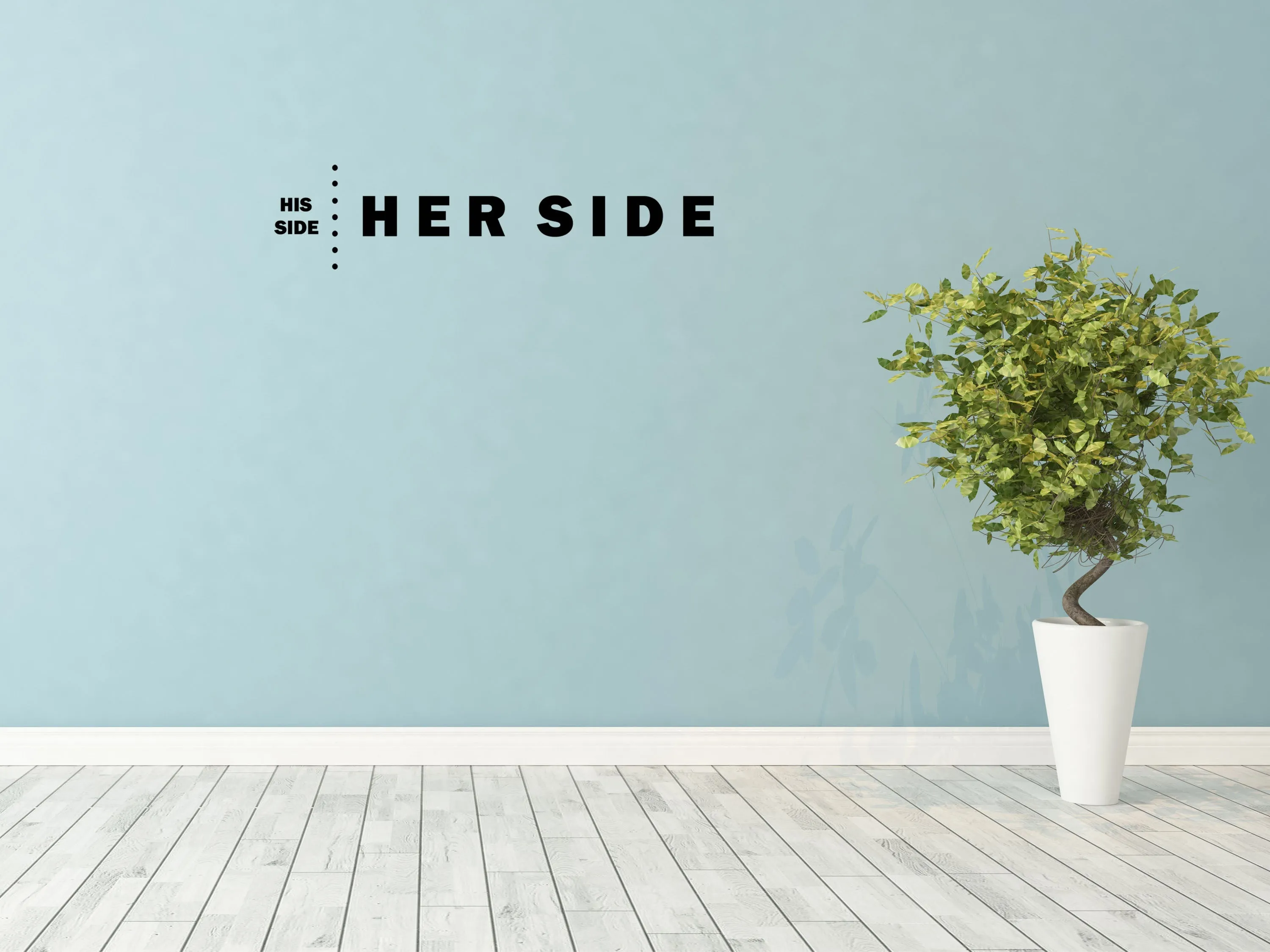 His Side Her Side Bedroom Wall Decal