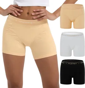 INNERSY Women's 4" Inseam Boxers Briefs Cotton Boyshorts Underwear Ladies Panties 3-Pack