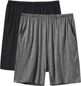 JINSHI Mens Pajama Shorts Soft Comfortable Lightweight Elastic Drawstring Men Lounge Sleep Shorts with Pockets