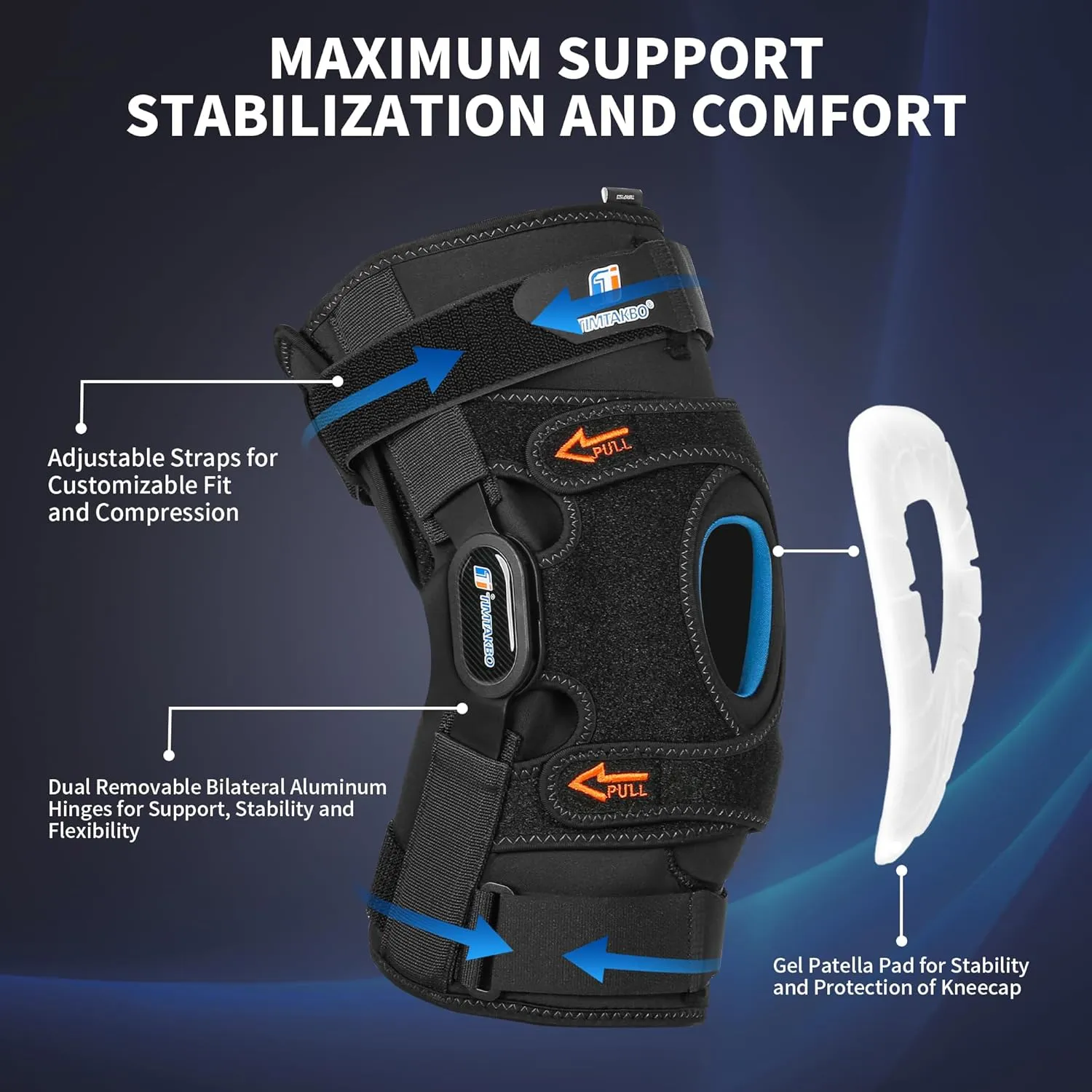 Knee Brace for Men & Women, Hinged Knee Brace with Side Stabilizers, Patella Gel Pad for Maximum Knee Pain Support,Knee Braces for Knee Pain Relief, Meniscus Tear, ACL, MCL Injury or Surgery Recovery