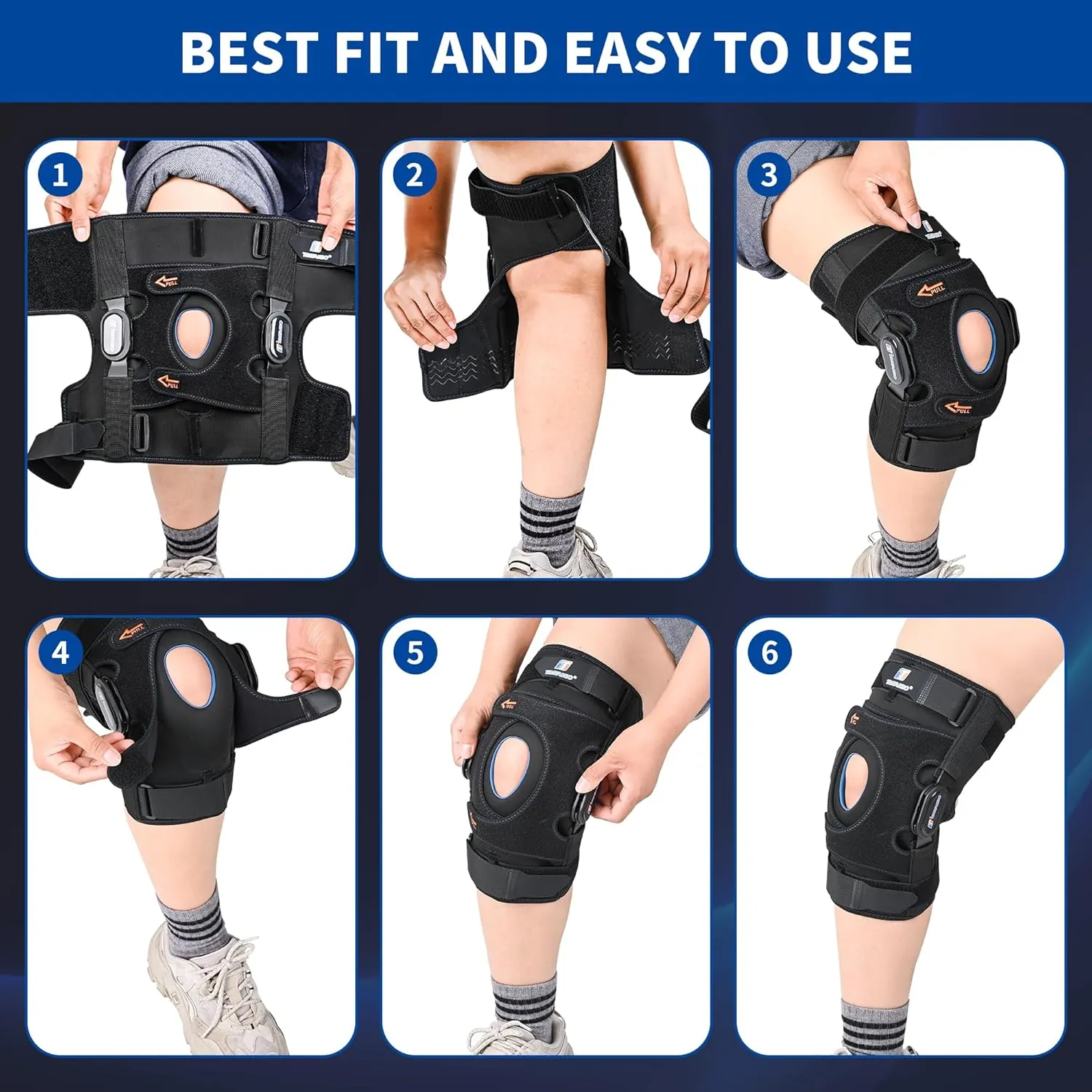 Knee Brace for Men & Women, Hinged Knee Brace with Side Stabilizers, Patella Gel Pad for Maximum Knee Pain Support,Knee Braces for Knee Pain Relief, Meniscus Tear, ACL, MCL Injury or Surgery Recovery