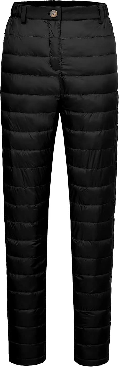 Little Donkey Andy Women's Lightweight Puffy Pants Warm Fleece Lined Insulated Puffer Quilted Pants for Hiking Snow Ski