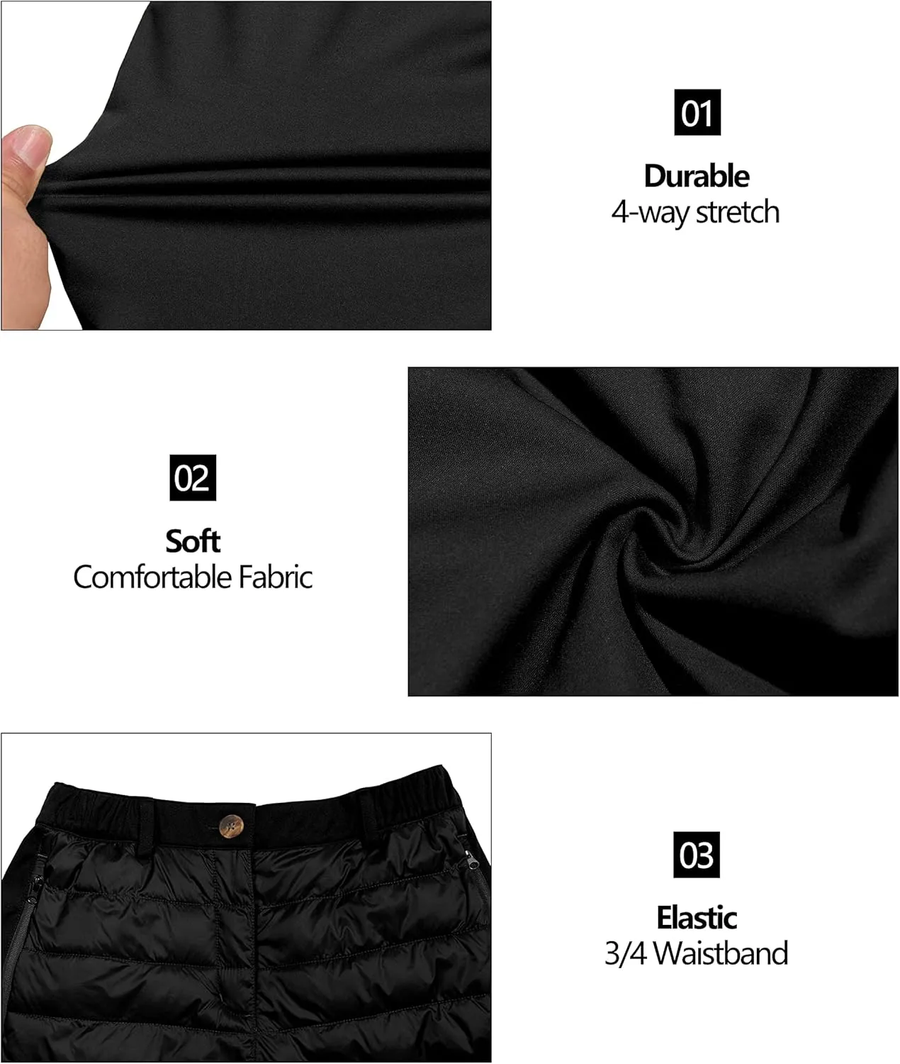 Little Donkey Andy Women's Lightweight Puffy Pants Warm Fleece Lined Insulated Puffer Quilted Pants for Hiking Snow Ski
