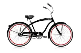 Micargi Rover Gx  Single Speed Beach Cruiser W/ Fenders Black / Red  -Live4Bikes