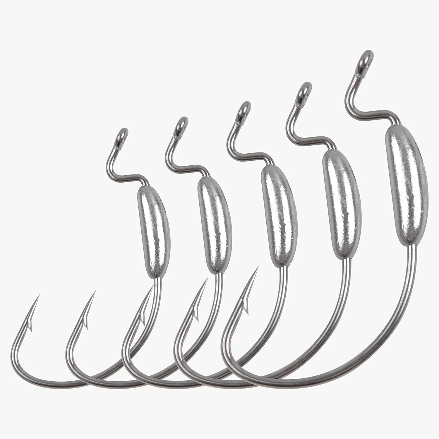 OROOTL Weighted Worm Hooks, 25pcs Bass Fishing Swimbait Hooks Offset Extra Wide Gap Fishing Hook for Soft Plastics Freshwater Saltwater