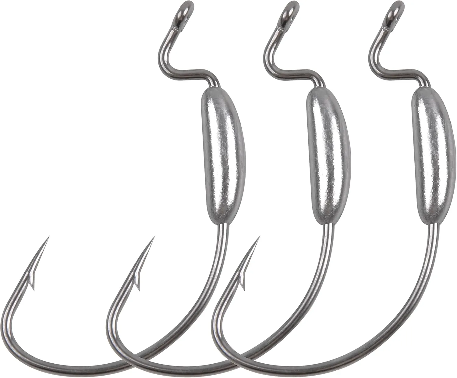 OROOTL Weighted Worm Hooks, 25pcs Bass Fishing Swimbait Hooks Offset Extra Wide Gap Fishing Hook for Soft Plastics Freshwater Saltwater