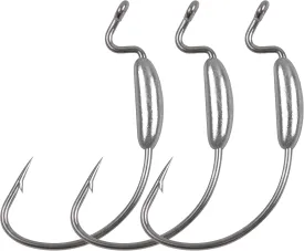 OROOTL Weighted Worm Hooks, 25pcs Bass Fishing Swimbait Hooks Offset Extra Wide Gap Fishing Hook for Soft Plastics Freshwater Saltwater