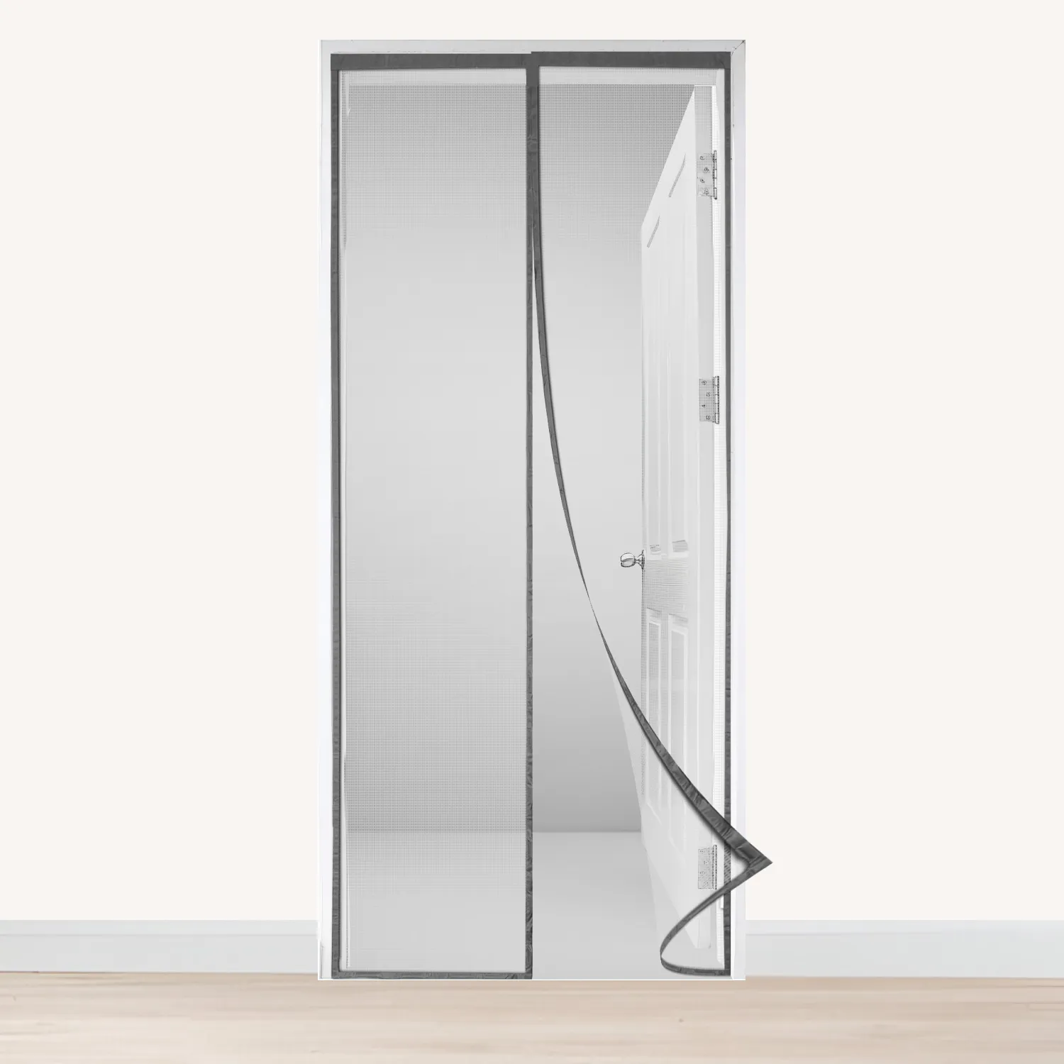 Polyester Magnetic Mosquito Net Curtain for Door-Grey