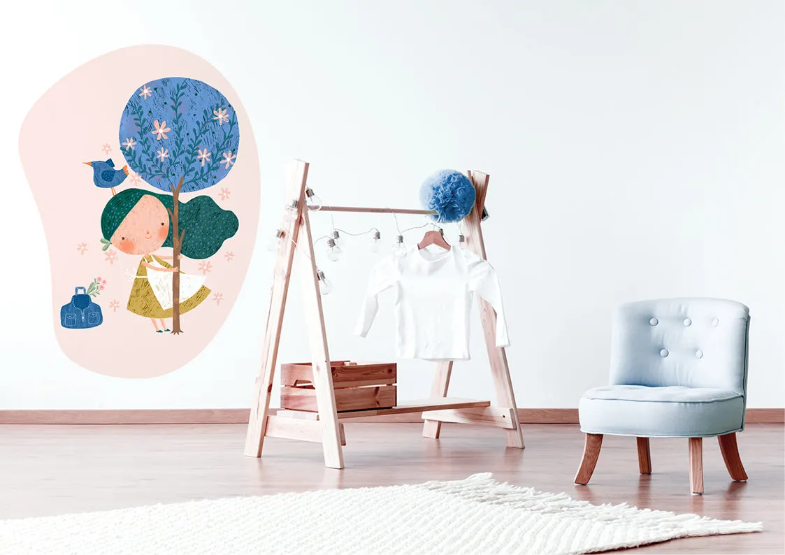"Girl in the orchard" wall sticker