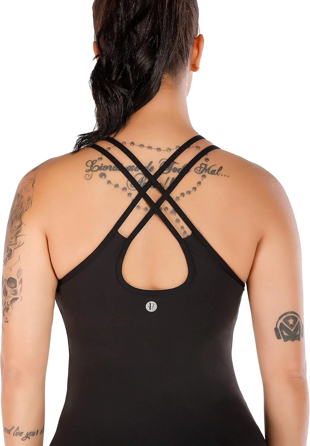 RUNNING GIRL Yoga Tank Tops for Women Built in Shelf Bra B/C Cups Strappy Back Activewear Workout Compression Tops
