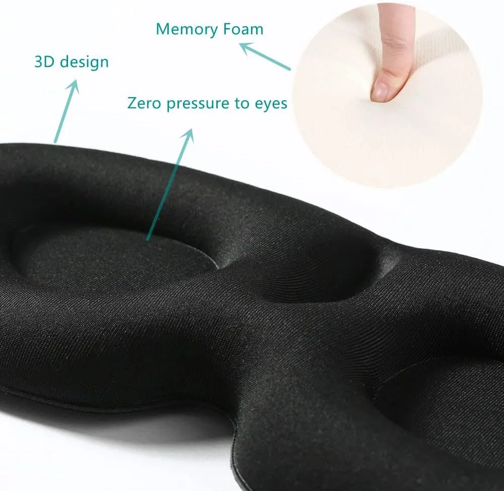 Tim & Tina 3D Sleep Eye Mask Blindfold for Men Women Sleeping Mask Light Blocking Soft Covers for Travel Nap Yoga Adjustable Strap (3D Black)