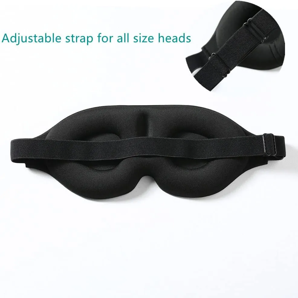Tim & Tina 3D Sleep Eye Mask Blindfold for Men Women Sleeping Mask Light Blocking Soft Covers for Travel Nap Yoga Adjustable Strap (3D Black)