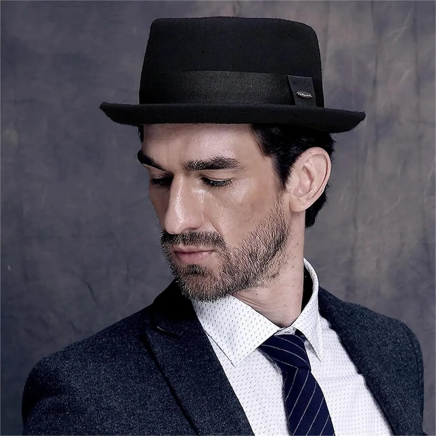 Top Hats Wool Hat Fedora Hat for Men Fedora Hat for Women Adult Bowler Hats(Black,M(56-58CM))