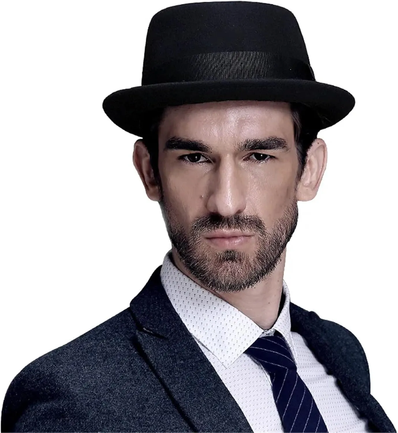 Top Hats Wool Hat Fedora Hat for Men Fedora Hat for Women Adult Bowler Hats(Black,M(56-58CM))
