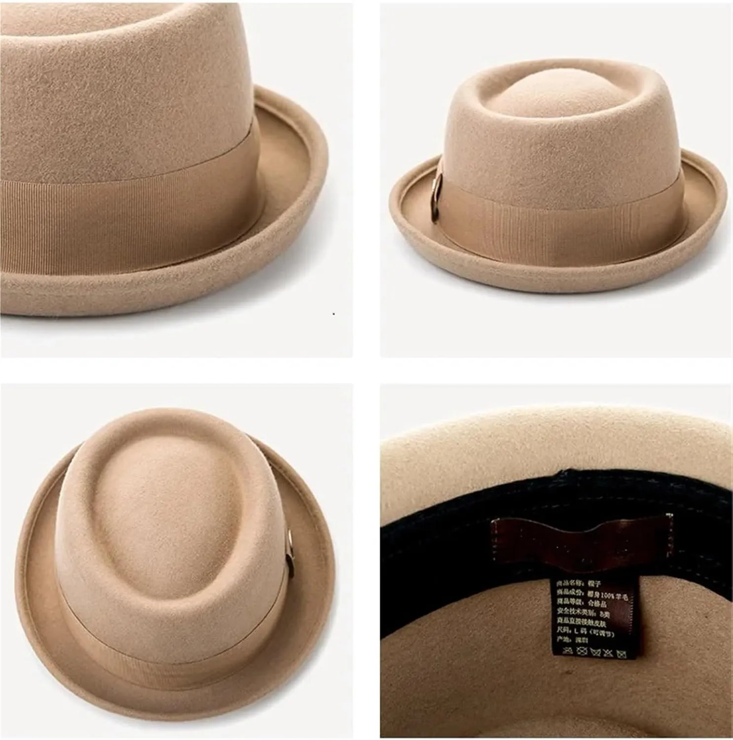 Top Hats Wool Hat Fedora Hat for Men Fedora Hat for Women Adult Bowler Hats(Black,M(56-58CM))