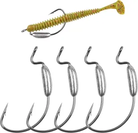 Weighted Swimbait Hooks 12pcs Weighted Fishing Hooks Wide Gap Weedless Worm Hook for Soft Plastics Lure Baits Carolina Texas Rig Bass Fishing Saltwater Freshwater